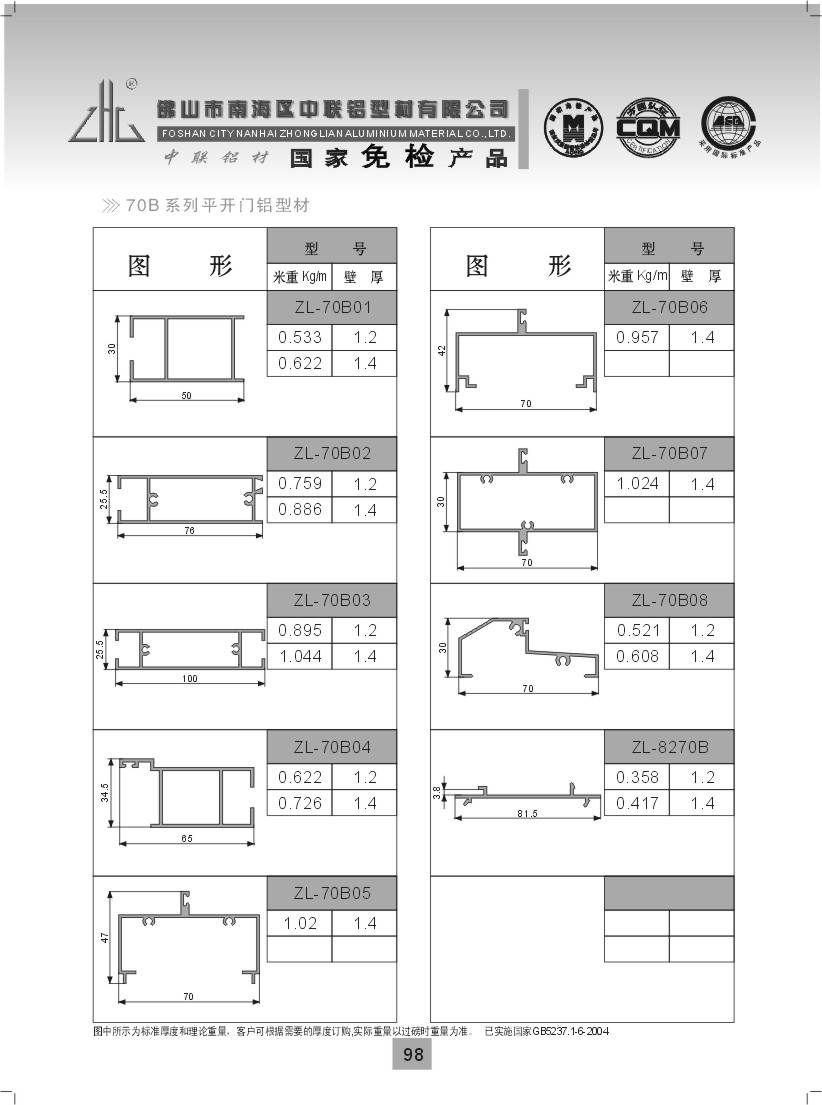 70b系列推拉窗铝型材   有效期 长期 类 别 铝型材 - 门窗型材 规格